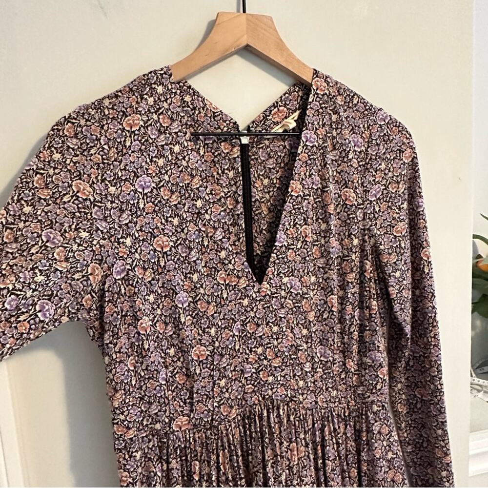 Rebecca Taylor V Neck Purple Floral Mini Dress 6 - Picture 10 of 13
